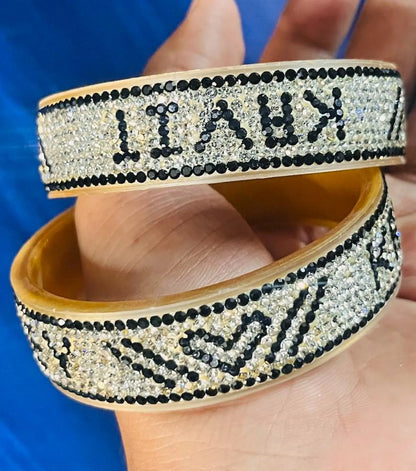 Personalized Black Name Kada Bangle Set