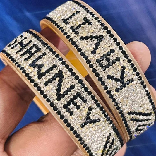 Personalized Black Name Kada Bangle Set