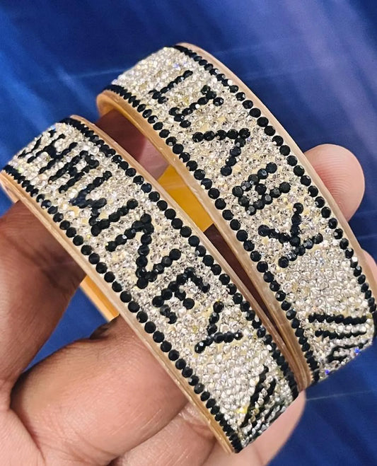 Personalized Black Name Kada Bangle Set