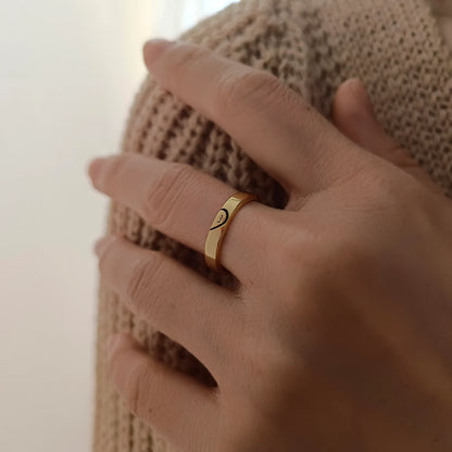 Personalized Couple Initial Ring With Heart- Set of 2