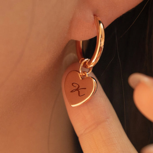 Personalized Heart Letter Engraved Earring