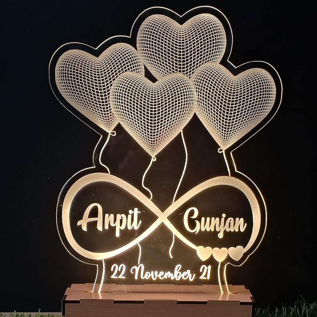 Customized Couple Acyrlic Lamp With Led Lights |Valentine Gift For Hus –  BBD GIFTS