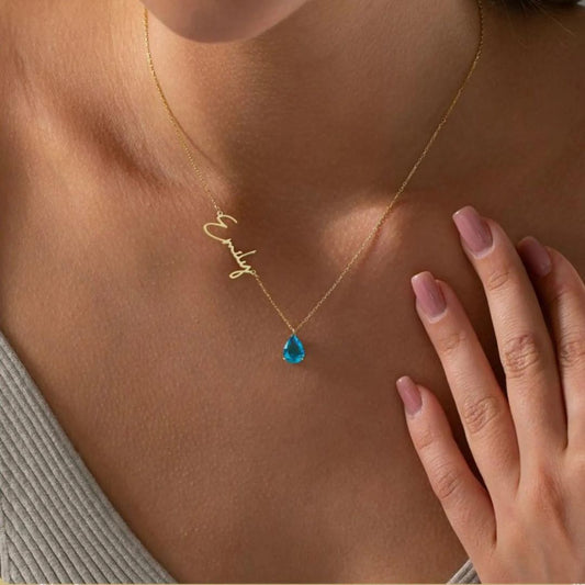 Personalized Name Necklace with Birthstone