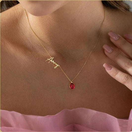 Personalized Name Necklace with Birthstone
