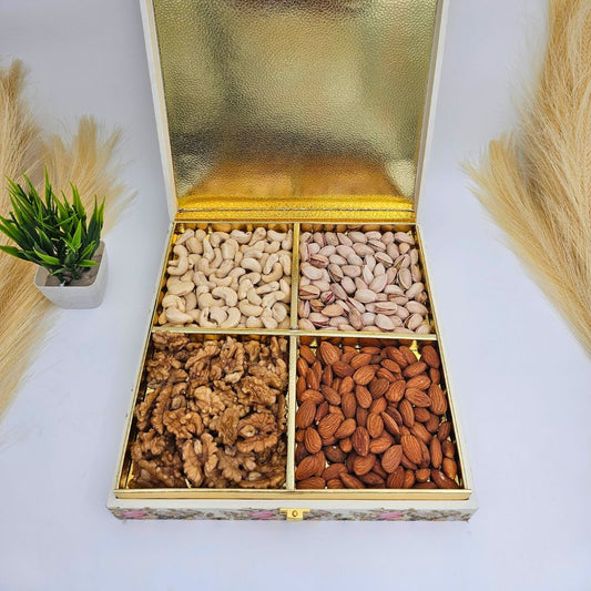 Printed 4 Partition Box With Dry Fruits