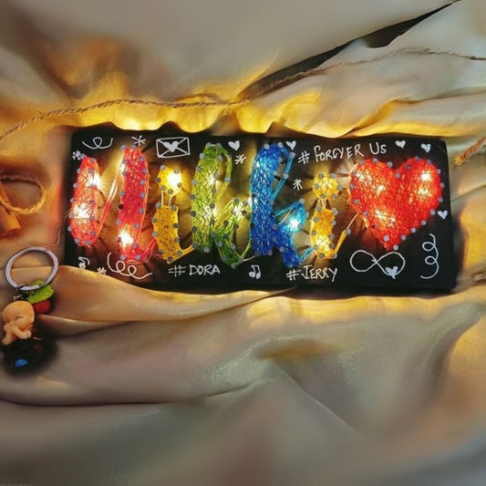 Rainbow Thread Art Customized Name Board With Light
