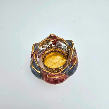 Resin Flower Tealight Holder With Real Flowers