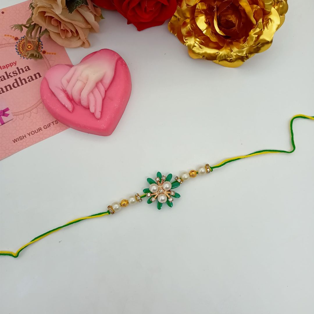 Resin Pooja Thali With Bhaiya And Bhabhi Rakhi Combo