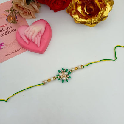 Resin Pooja Thali With Bhaiya And Bhabhi Rakhi Combo