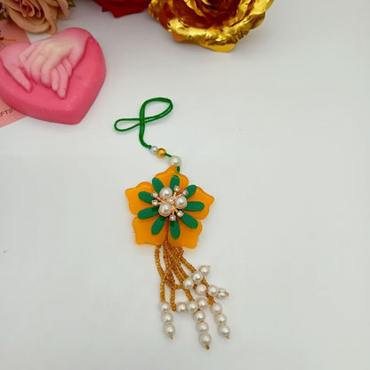 Resin Pooja Thali With Bhaiya And Bhabhi Rakhi Combo
