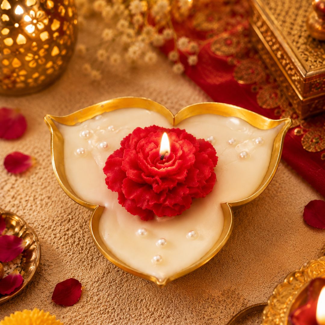 Rose Flower Urli Candle