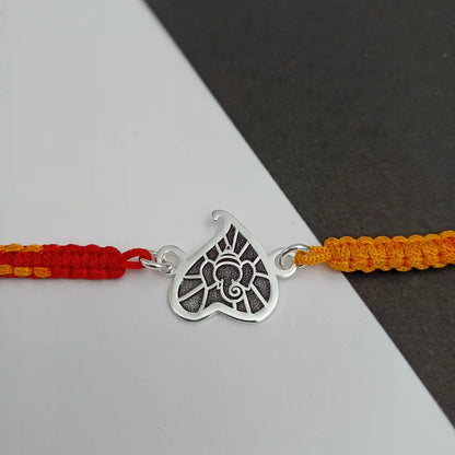 Silver Leaf Ganesha Rakhi