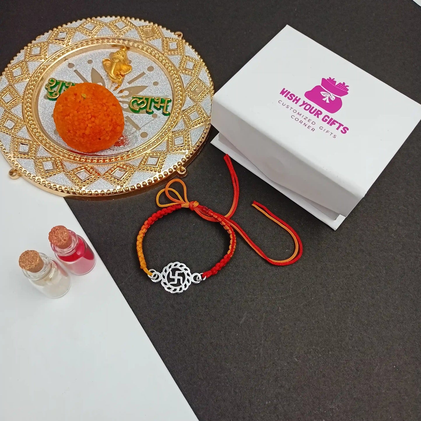 Silver Swastika Rakhi