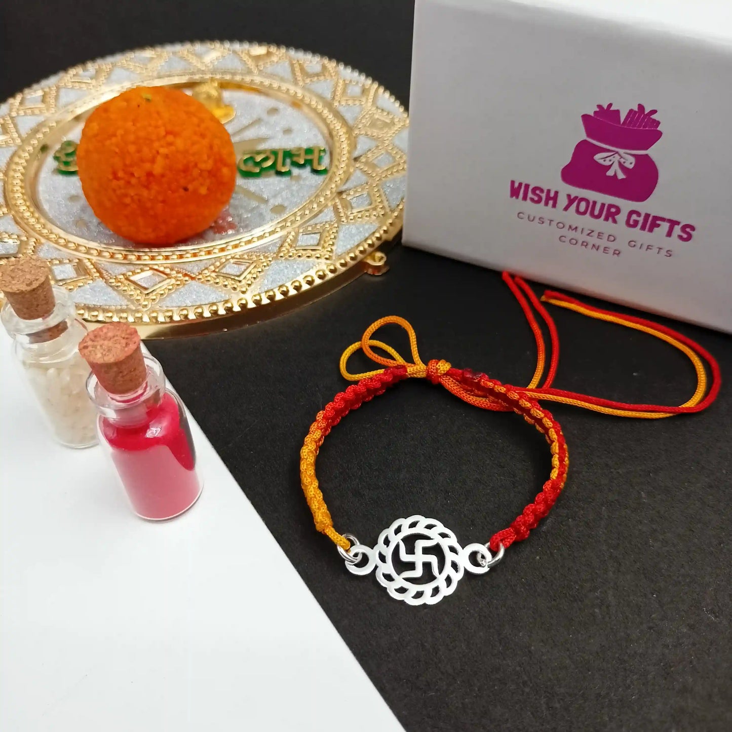 Silver Swastika Rakhi