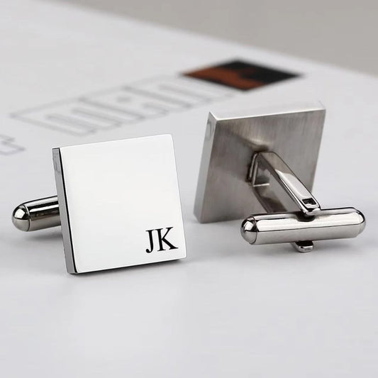 Square Cufflinks With Engraved Initial