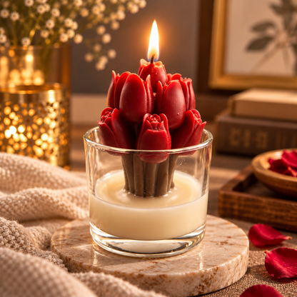 Tulip Bouquet Candle in Glass Jar