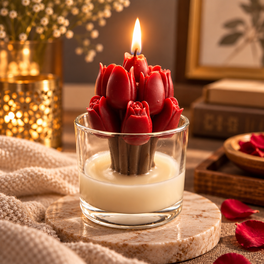 Tulip Bouquet Candle in Glass Jar