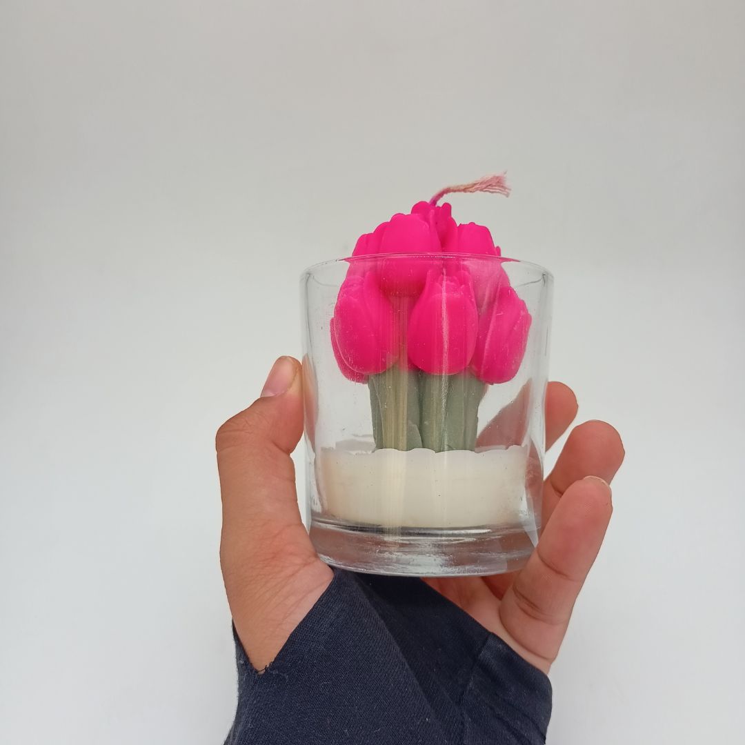 Tulip Bouquet Candle in Glass Jar