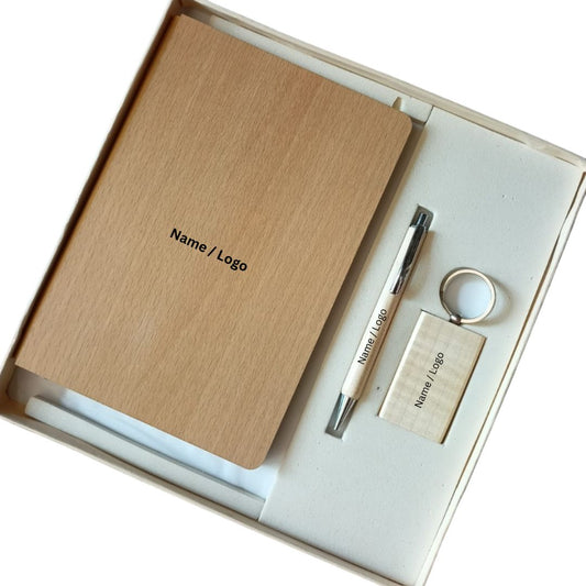 Wooden Diary Pen and Keychain Set