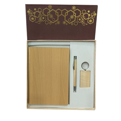 Wooden Diary Pen and Keychain Set