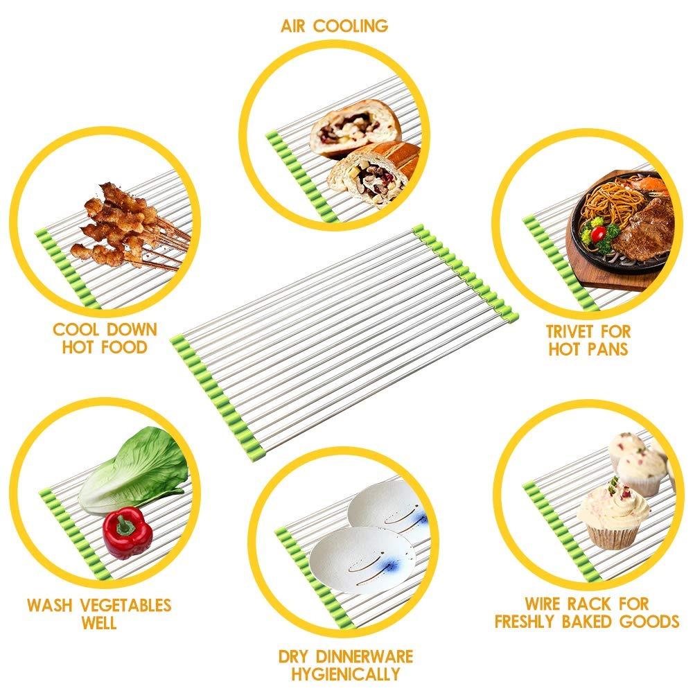 Portable roll-up dish drying rack, foldable for kitchen use