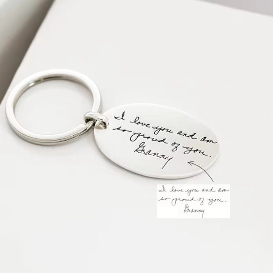 Engraved Signature Disc Keychain