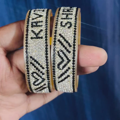 Personalized Black Name Kada Bangle Set